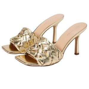 Marc Fisher Women's Metallic Gold Square Toe Heels Sz 7